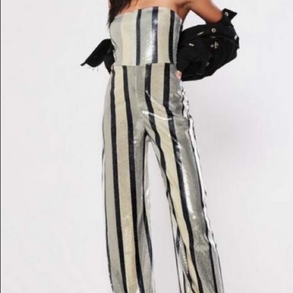 Sequin stripe jumpsuit